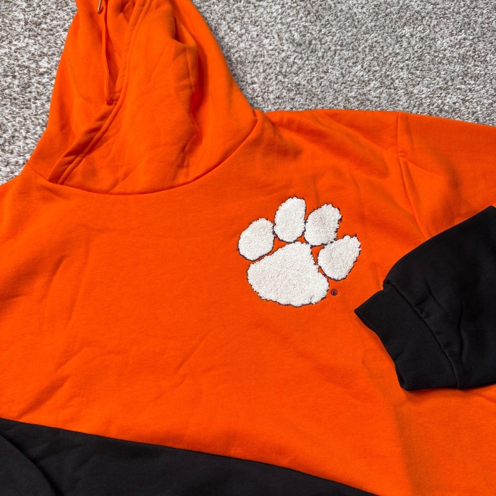Gameday Couture Orange Black Clemson Tigers Paw Color Block Hoodie Large New‎